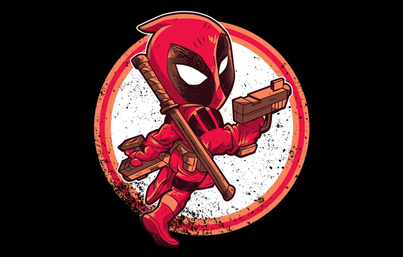 Photo wallpaper humor, positive, black background, Deadpool, comic, super hero