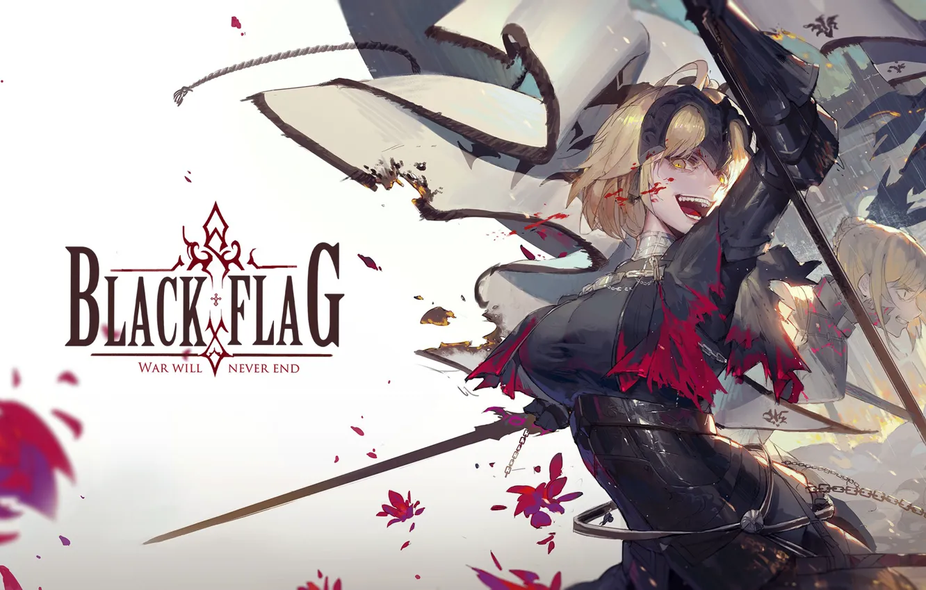 Photo wallpaper Flag, The saber, Joan of arc, Fate / Grand Order, The destiny of a great …