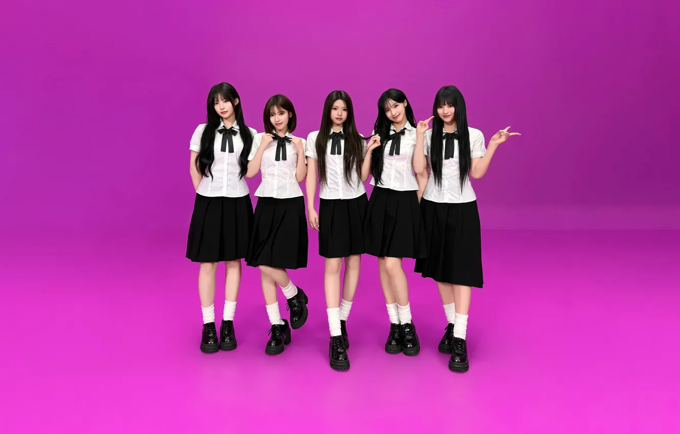 Photo wallpaper Music, uniform, Deja Vu, Girl Group, K-pop group, Rescene, Magenta background