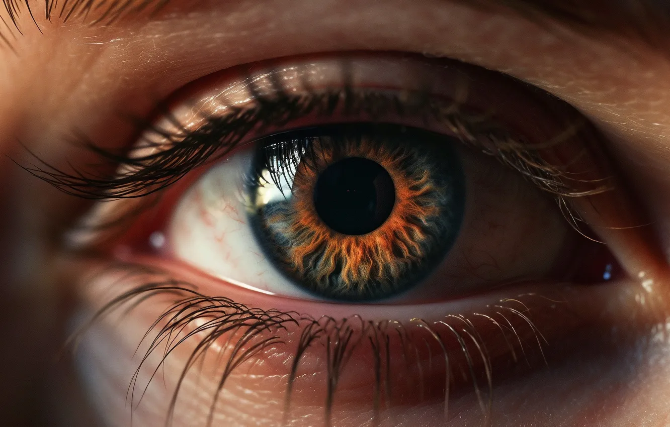 Photo wallpaper eyes, look, eyelashes, the pupil, closeup, digital art, iris, AI art