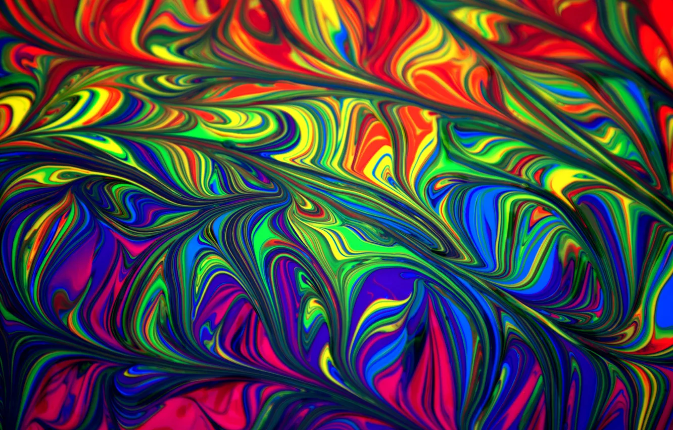 Photo wallpaper wave, abstraction, waves, abstraction, play, the game of color, iridescence, play of color