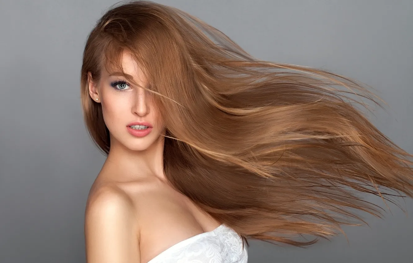 Photo wallpaper look, background, the wind, hair, portrait, makeup, hairstyle, brown hair