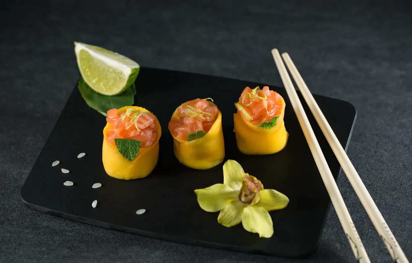 Photo wallpaper food, sticks, Sushi