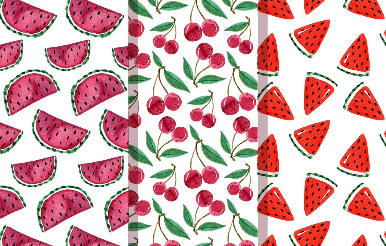 Photo wallpaper summer, background, texture, watermelon, fruit, patterns, fruit, watercolor