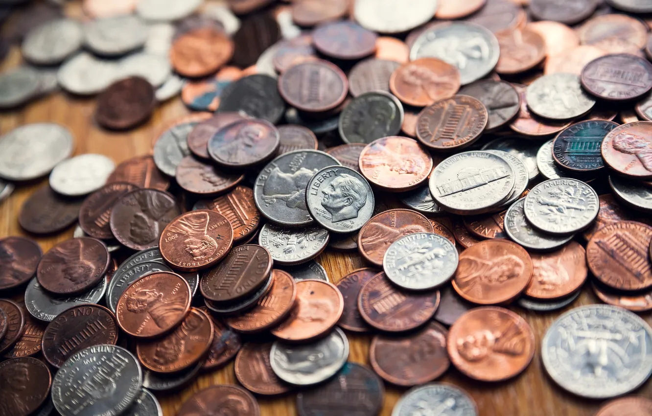 Photo wallpaper metal, coins, value