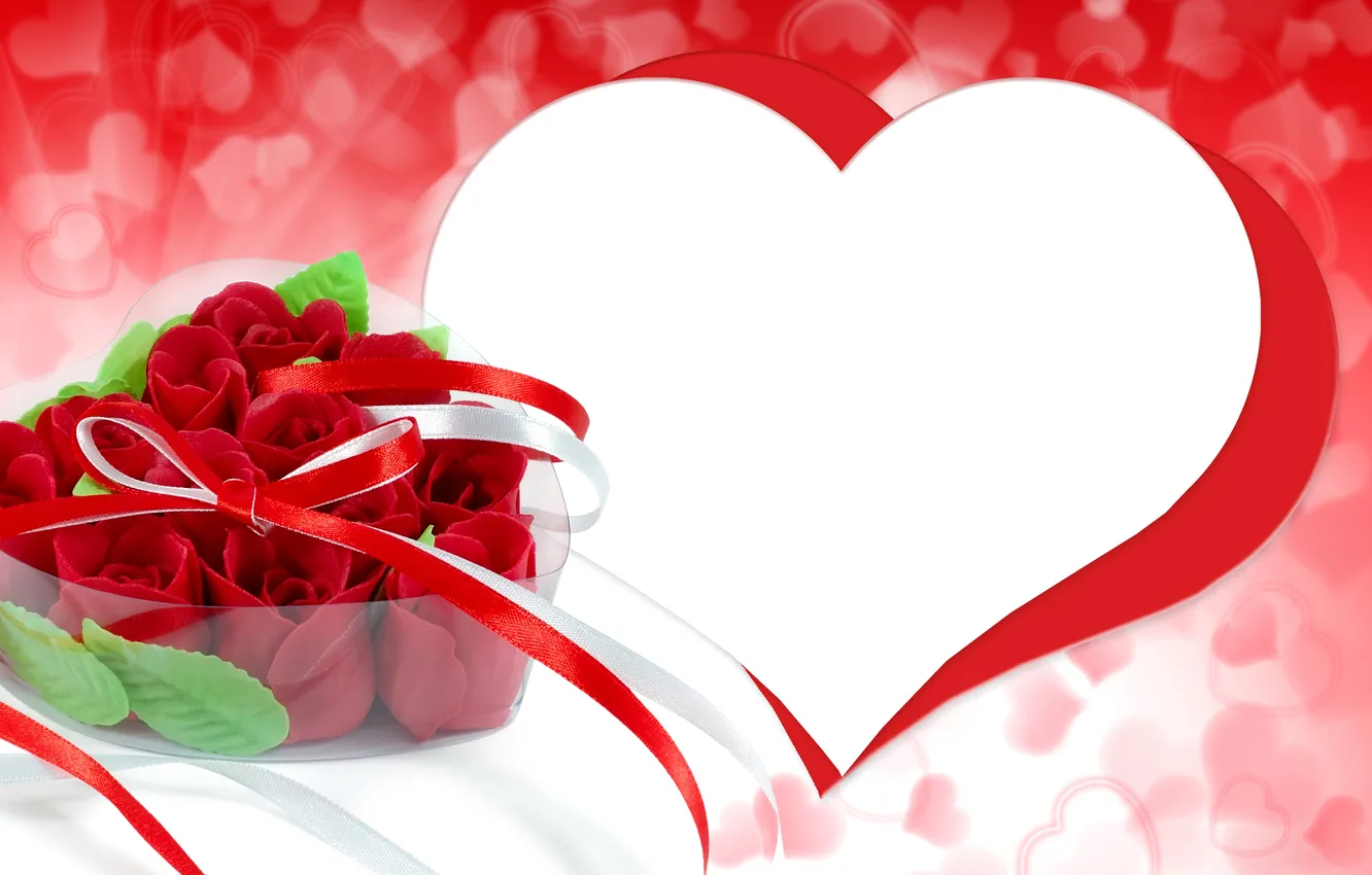 Photo wallpaper photo, Flowers, Heart, Roses, Valentine's day, Holidays