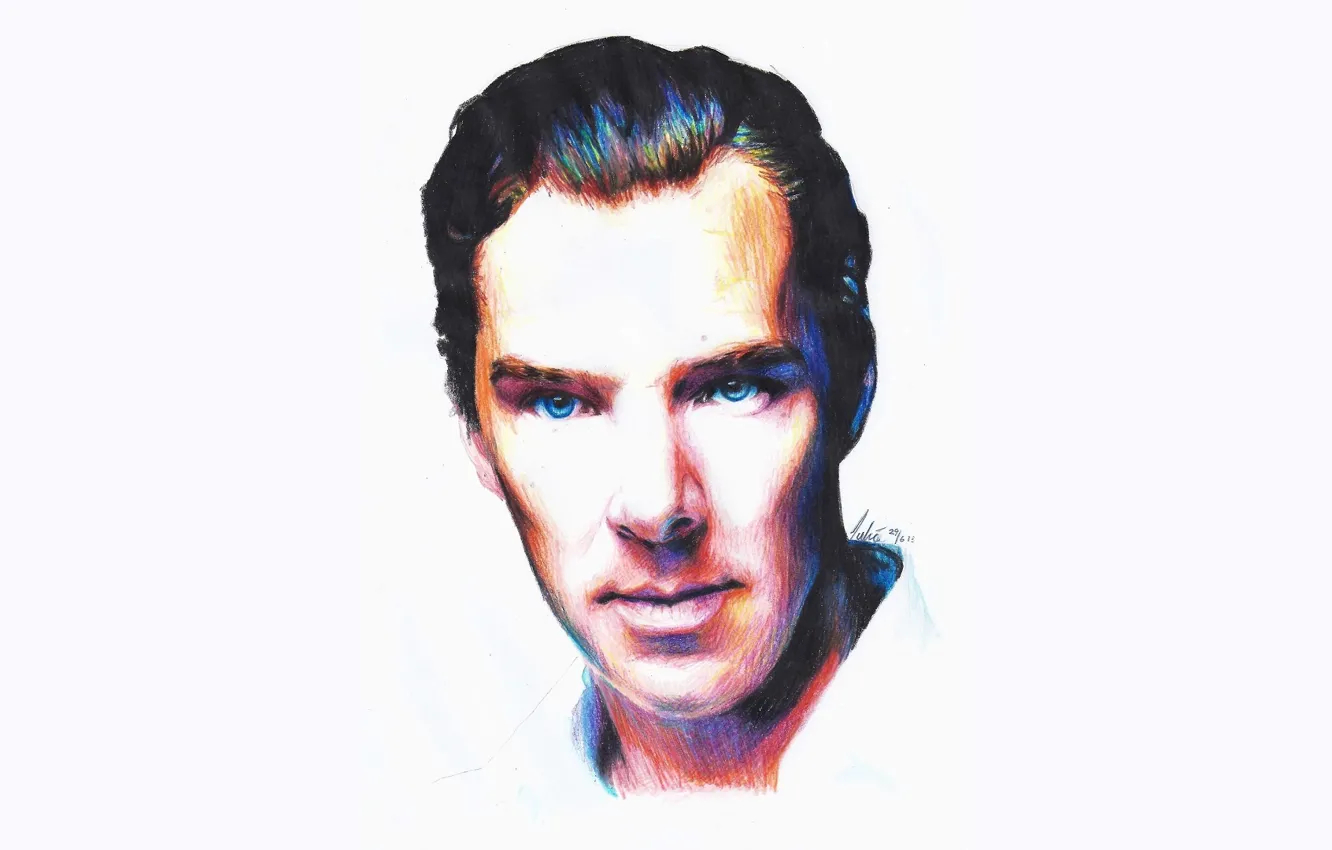 Photo wallpaper figure, portrait, Benedict Cumberbatch, Benedict Cumberbatch, colored pencils