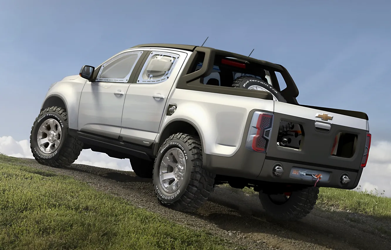 Photo wallpaper Concept, the sky, grey, Chevrolet, hill, Colorado, jeep, SUV