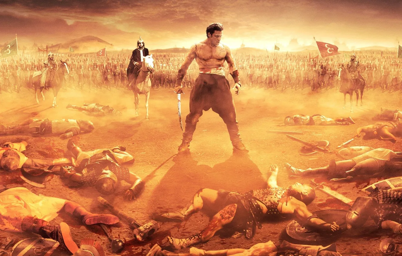Photo wallpaper cinema, battlefield, sword, blood, war, dead, man, fight