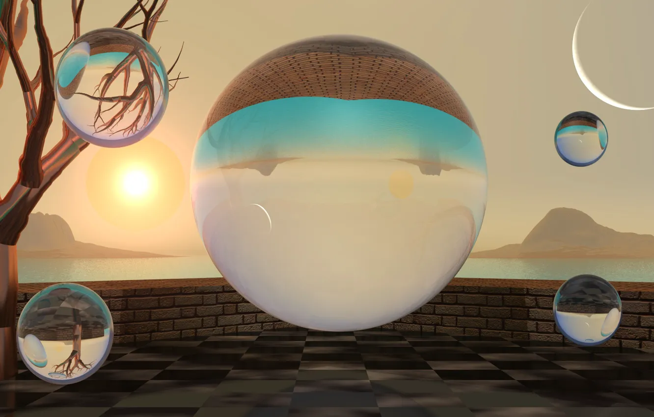 Photo wallpaper background, balls, sphere
