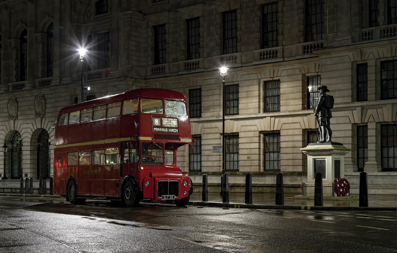 Photo wallpaper the city, street, monument, bus