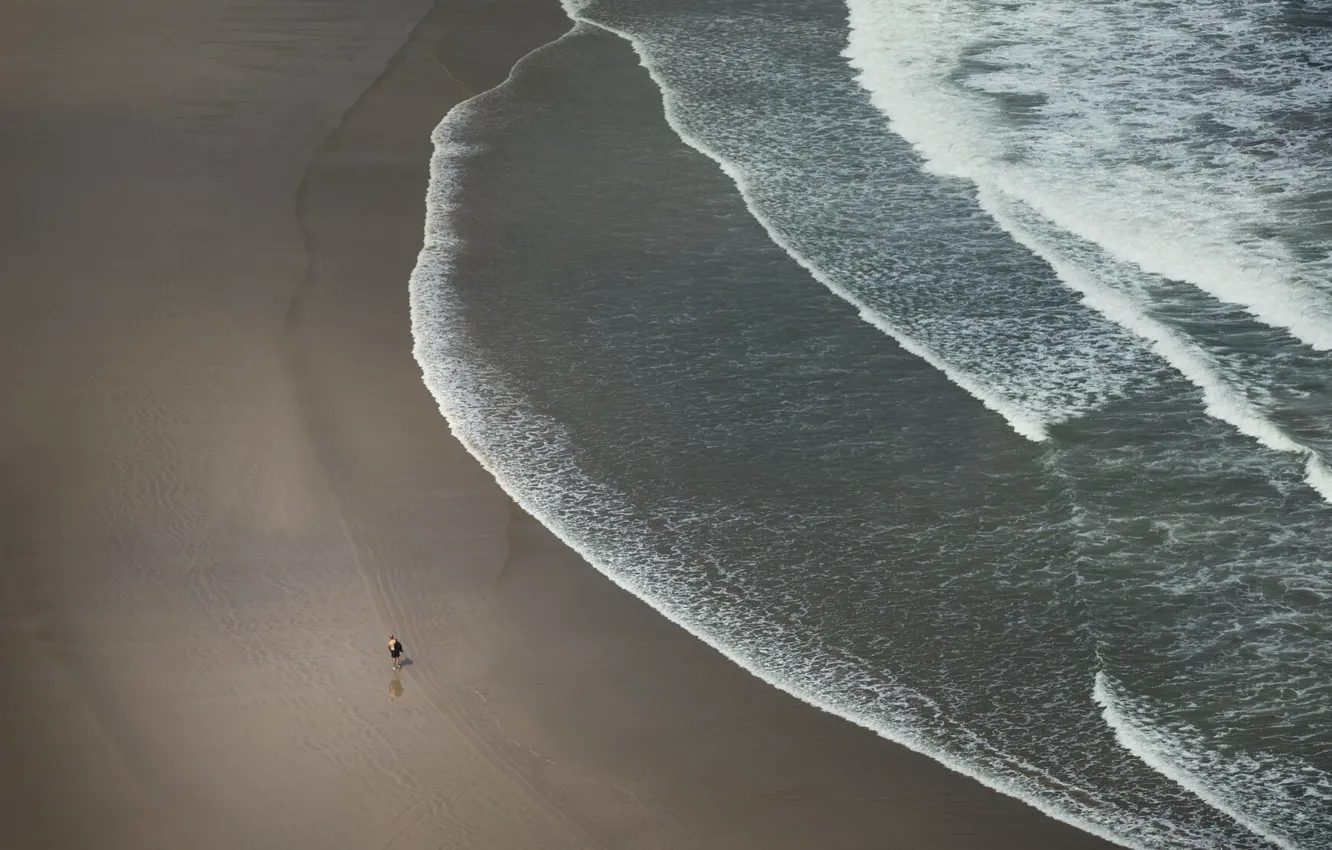 Photo wallpaper sea, wave, shore, people