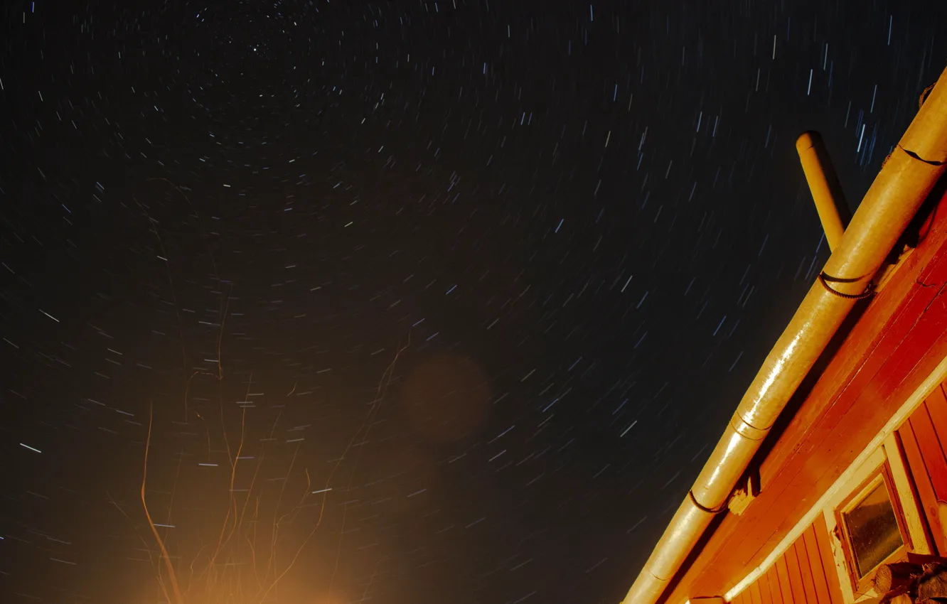 Photo wallpaper the sky, space, stars, lights, heat, track