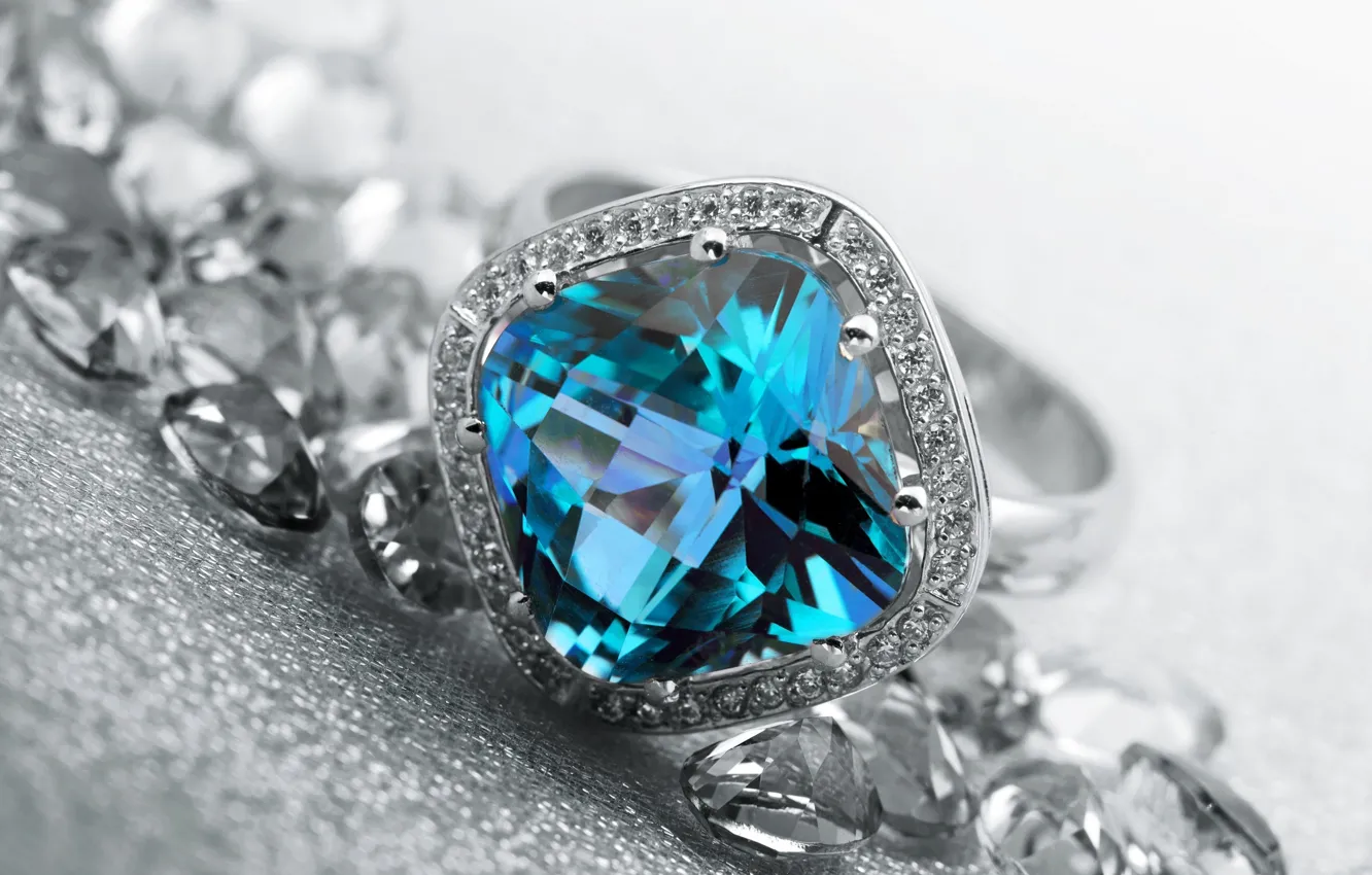 Photo wallpaper decoration, blue, ring, Topaz
