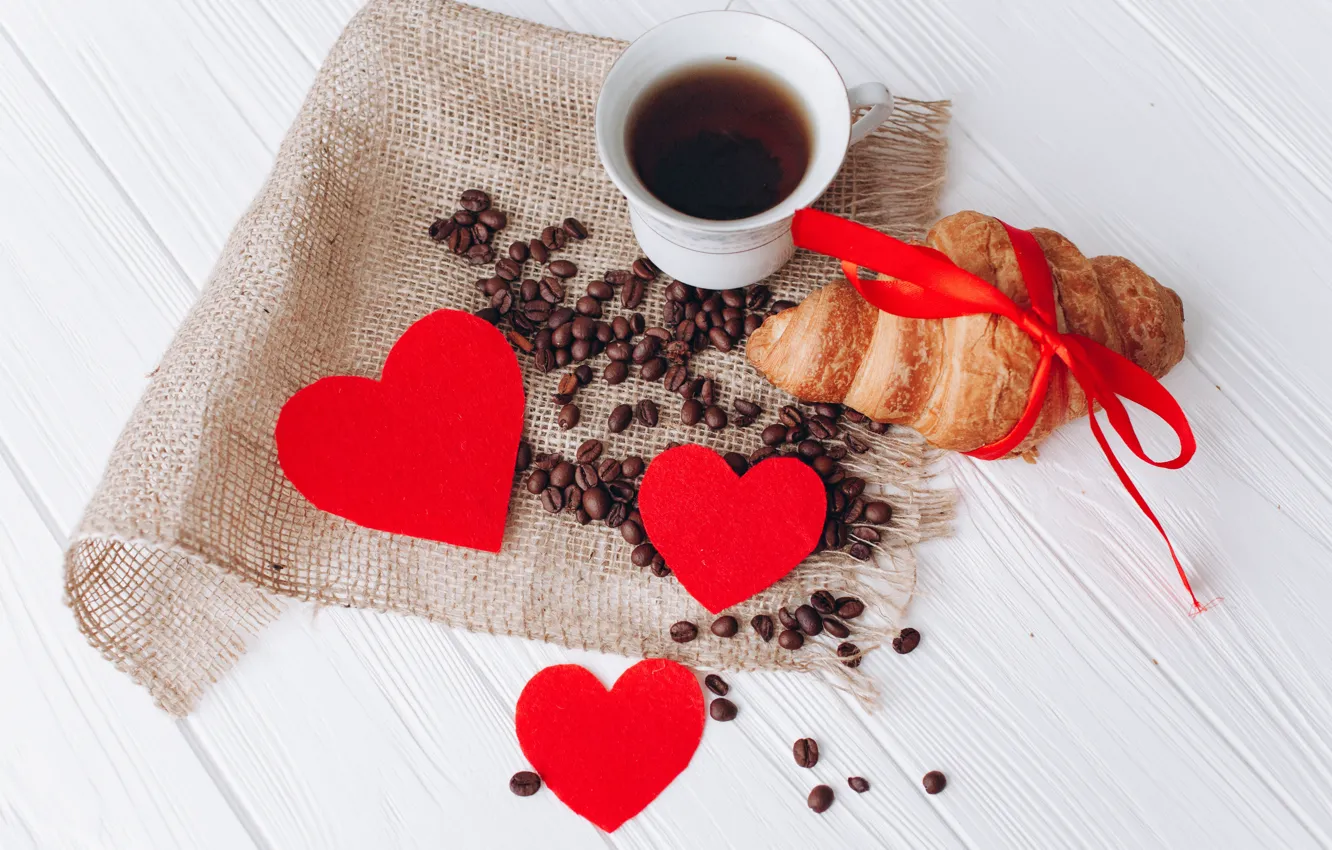 Photo wallpaper love, heart, coffee, grain, Cup, love, heart, cup