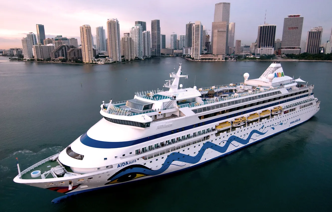 Photo wallpaper sea, white, the city, building, The ship, liner, cruise ship, On The Go