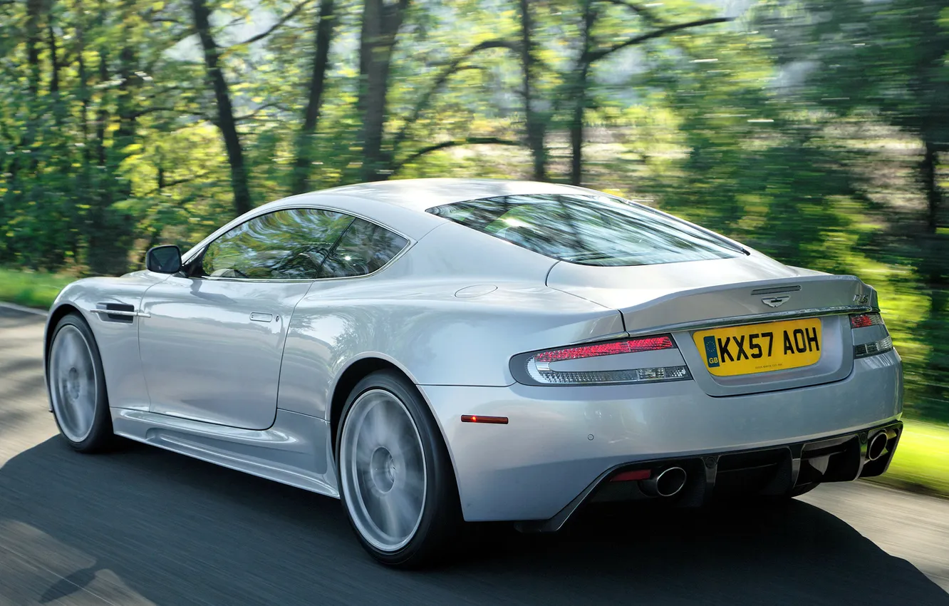 Photo wallpaper road, speed, Aston Martin, supercar, aston martin, rear view, dbs, DBS
