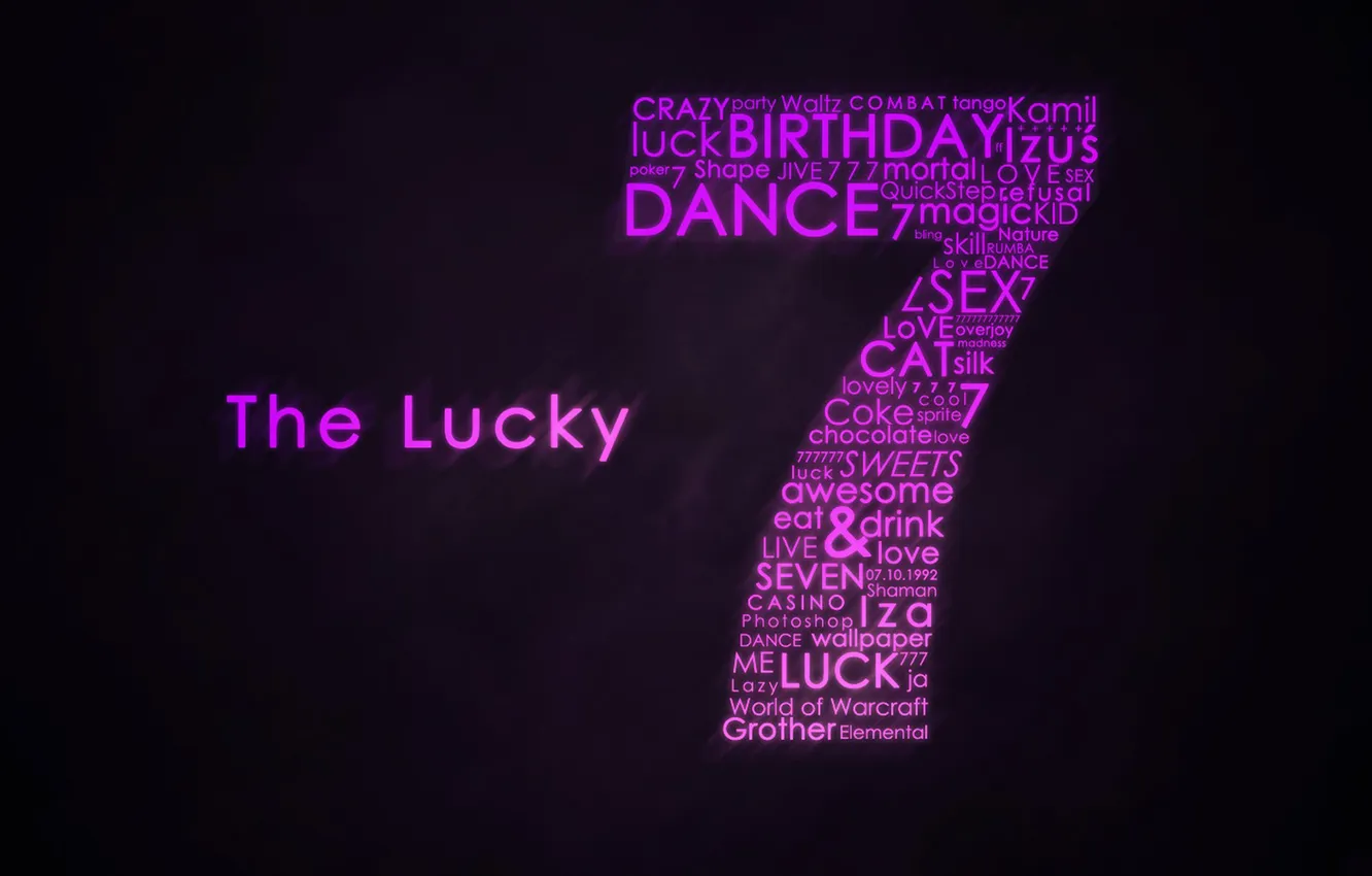 Photo wallpaper letters, seven, words, Lucky