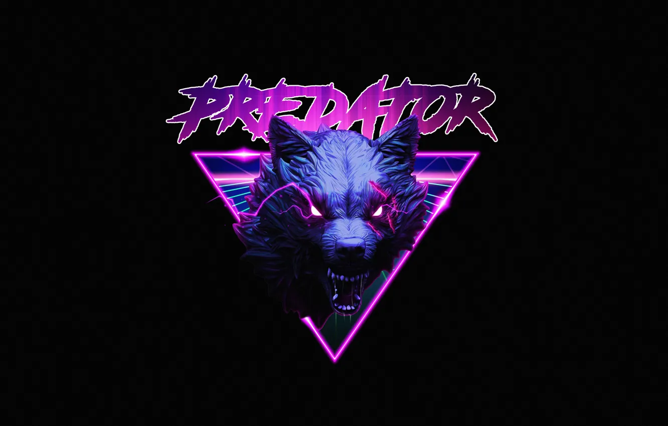 Photo wallpaper Style, Mouth, Background, Wolf, Face, Predator, Style, Neon