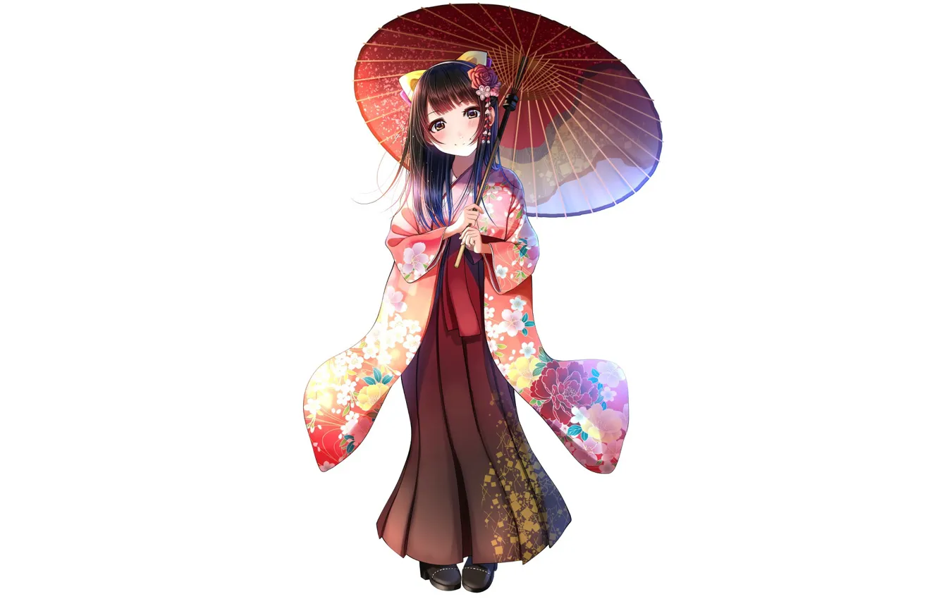 Photo wallpaper girl, background, umbrella