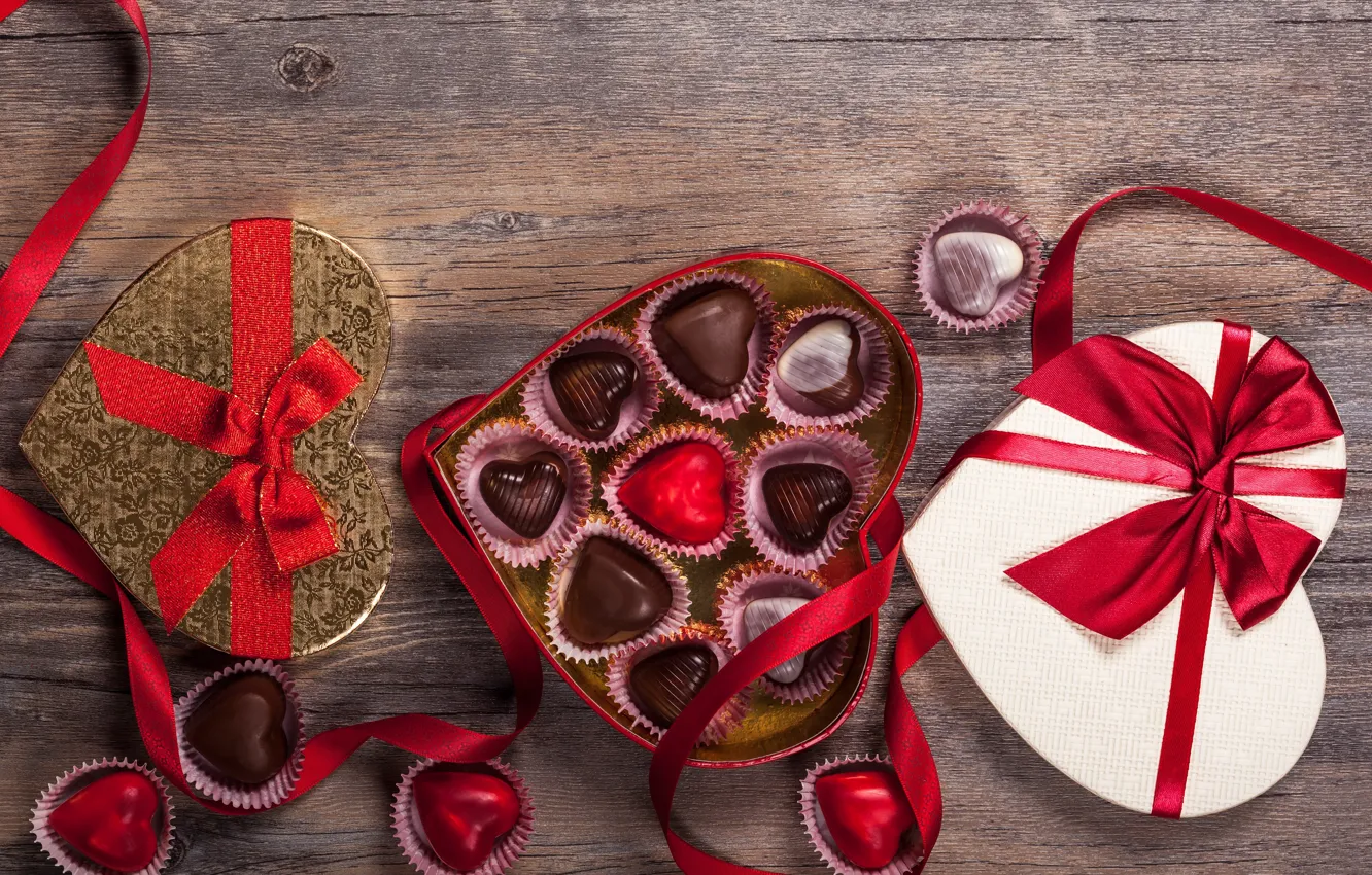 Photo wallpaper candy, love, heart, romantic, chocolate, sweet, gift, valentine`s day