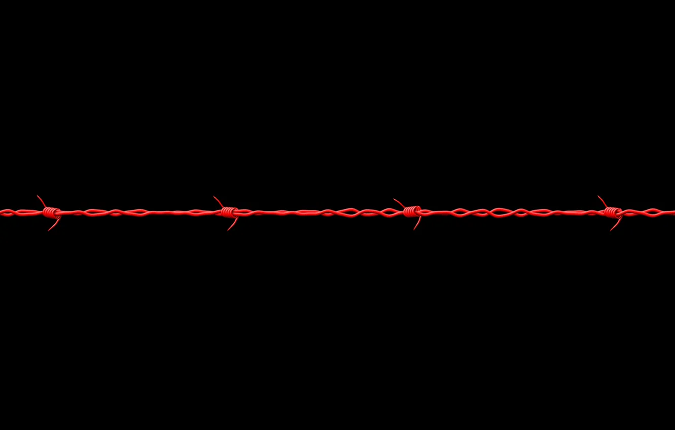 Photo wallpaper red, black, barbed wire