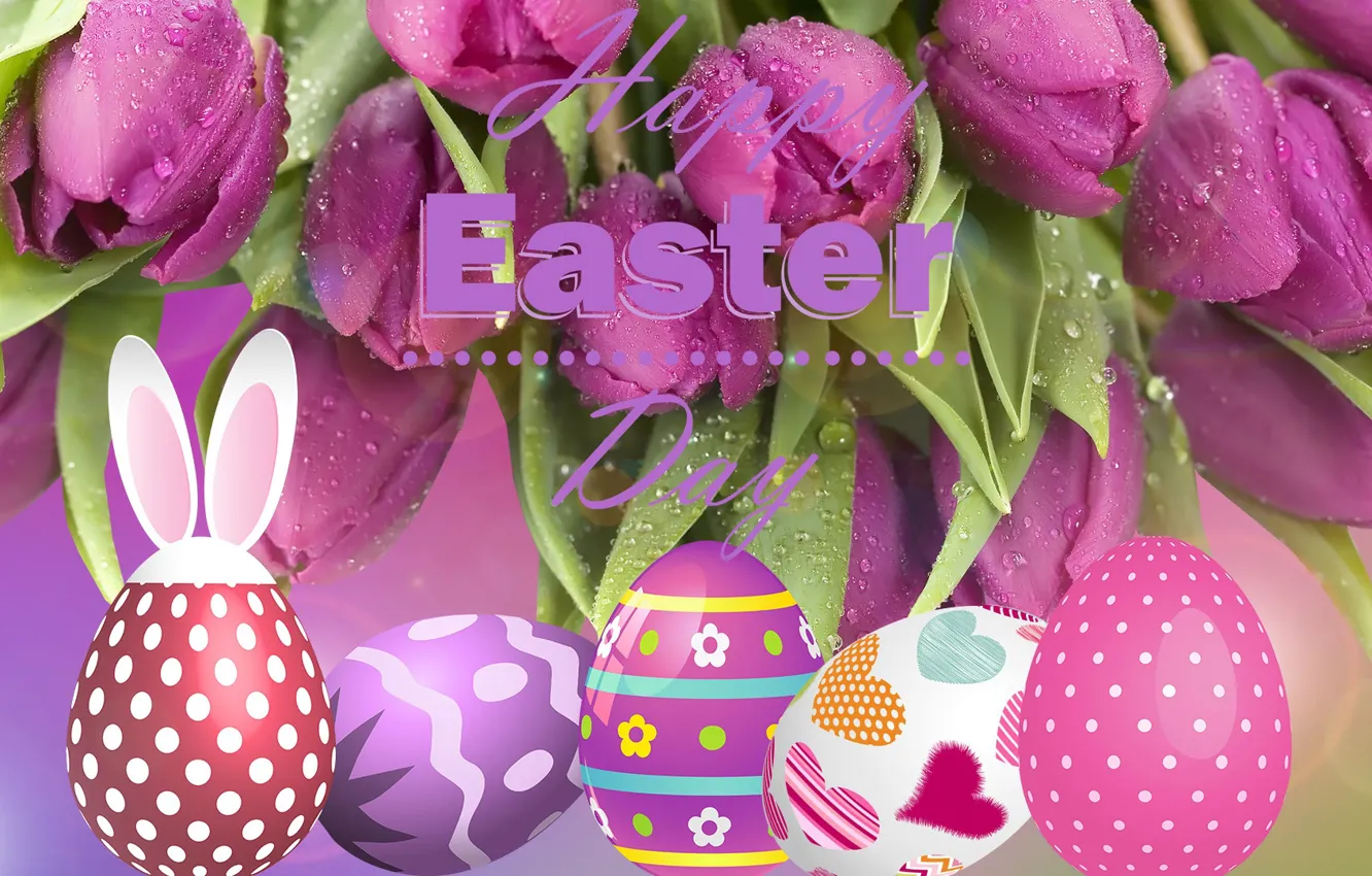 Photo wallpaper Graphics, Flowers, Easter, Easter eggs