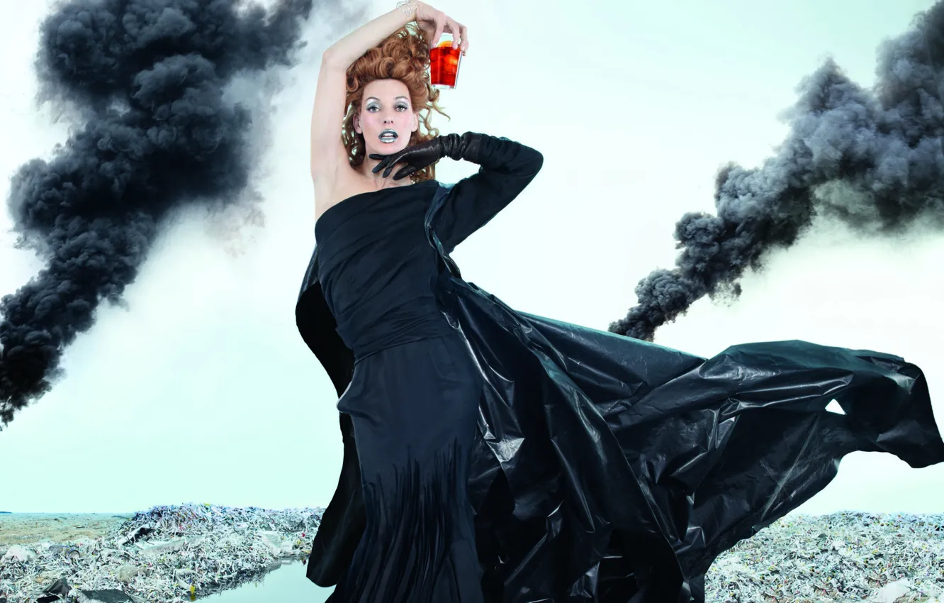 Photo wallpaper smoke, Milla Jovovich, Milla Ivovic, Bakaly