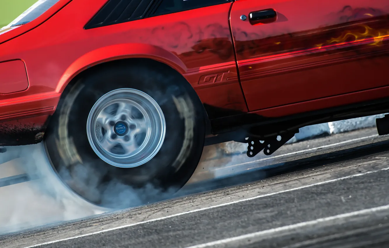 Photo wallpaper race, smoke, wheel, muscle car, drag racing