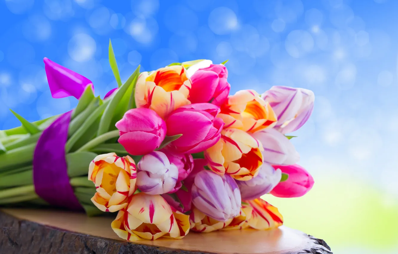 Photo wallpaper flowers, bouquet, tulips