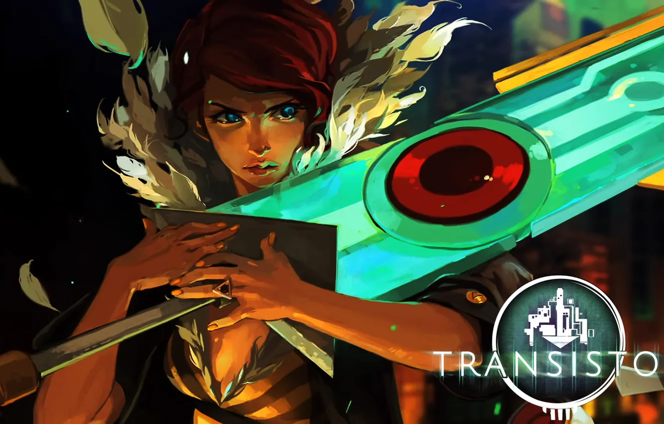 Photo wallpaper sword, Red, Transistor, Supergiant Games
