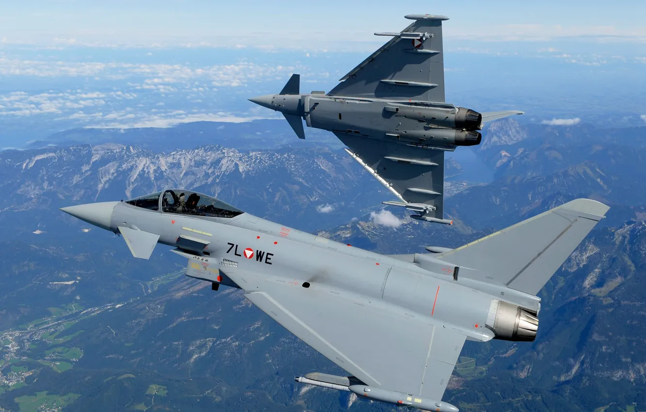 Photo wallpaper Mountains, Eurofighter Typhoon, Cockpit, Multi-Role Fighter, Of the air force of Austria