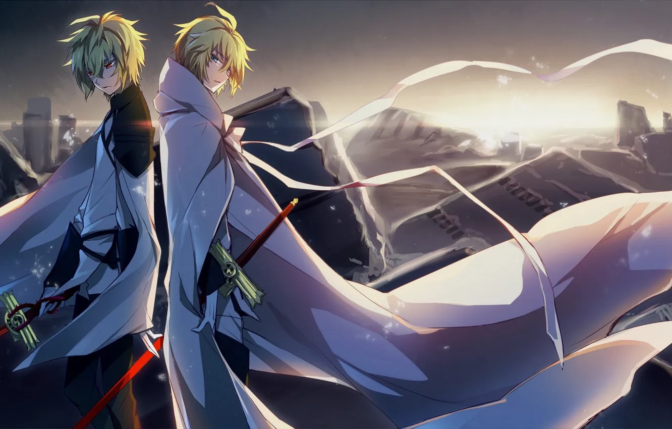 Photo wallpaper cloak, Owari no Seraph, The last Seraphim, Michaela Hakua, Hyakuya Mikaela