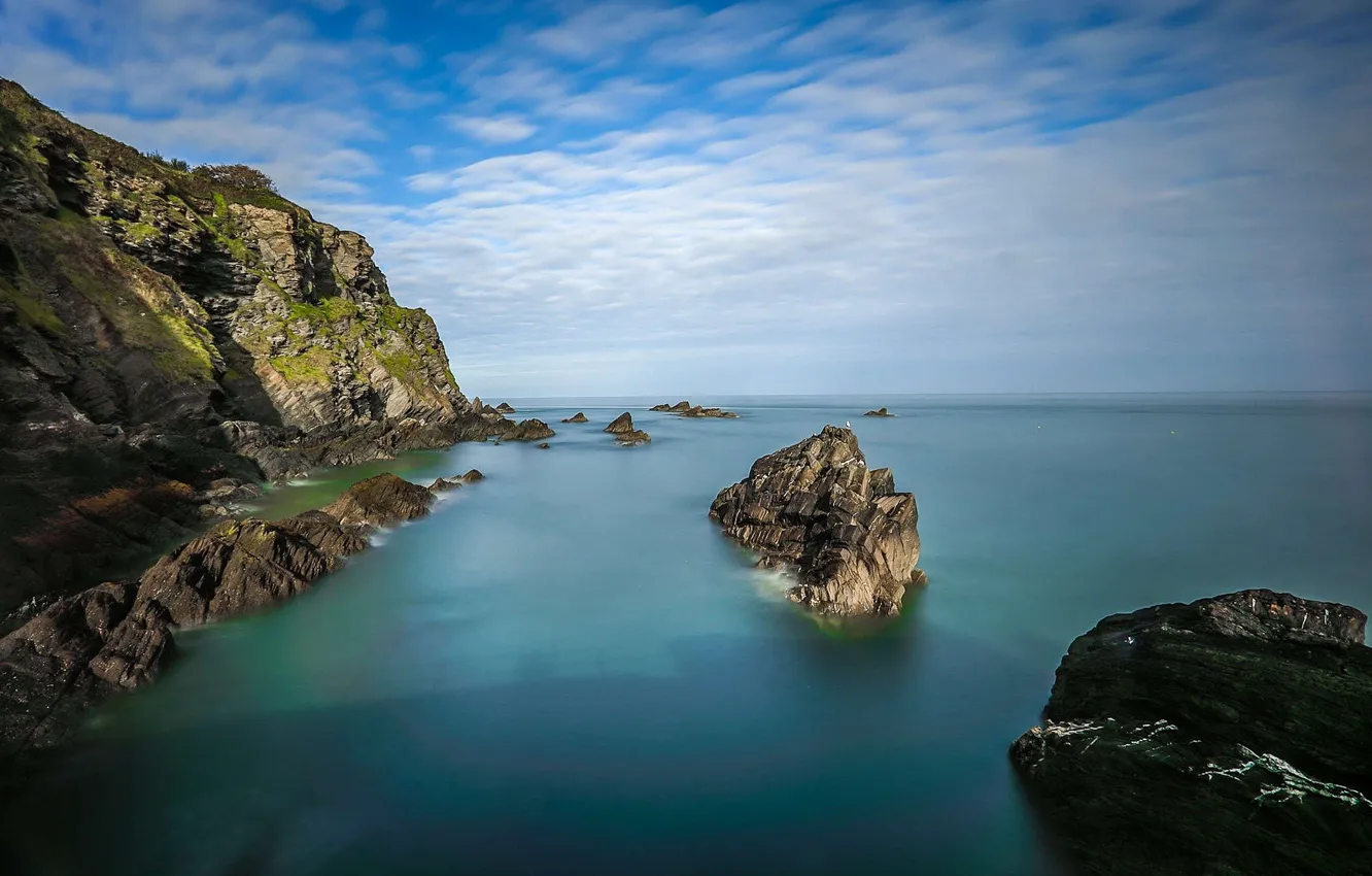 Photo wallpaper sea, the sky, rocks, reef