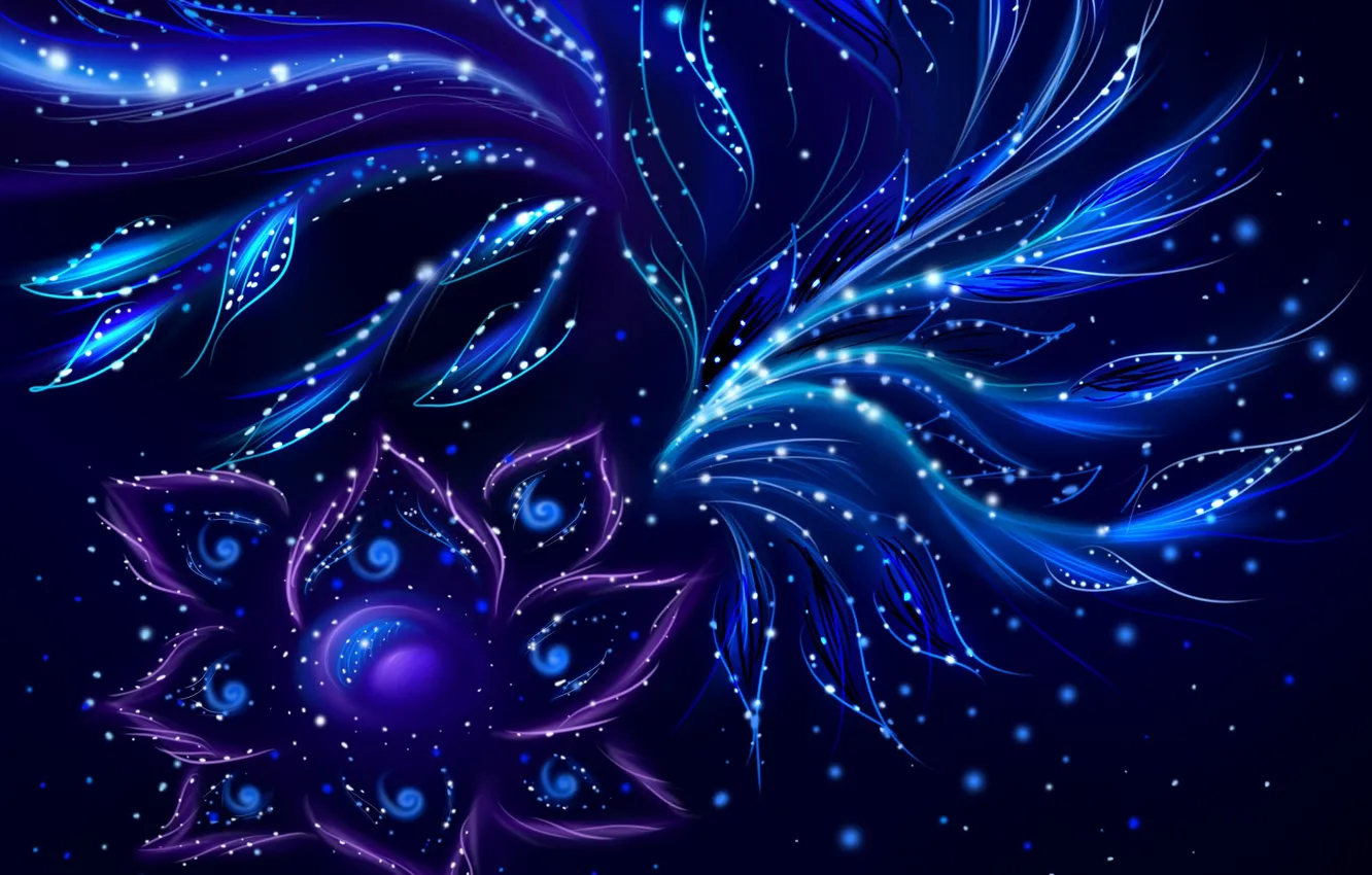 Photo wallpaper flowers, blue, abstraction, pattern, petals