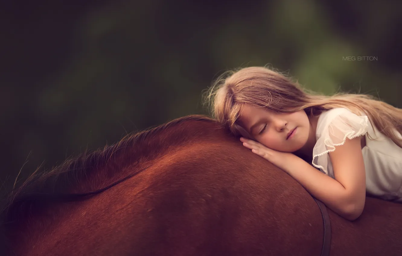 Photo wallpaper mood, horse, girl