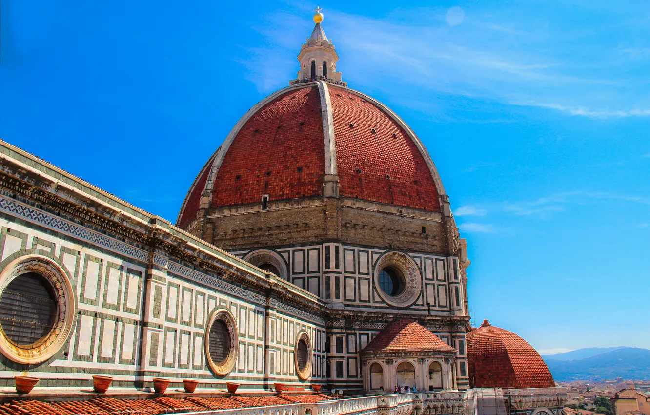 Photo wallpaper the sky, Italy, Florence, the dome, Duomo, the Cathedral of Santa Maria del Fiore, view …