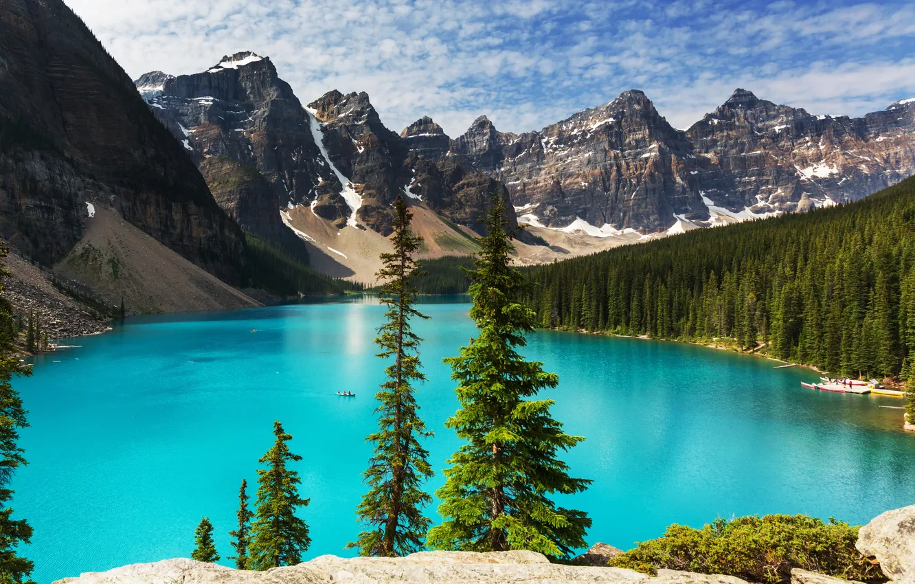 Photo wallpaper forest, lake, Canada, landscape, lake, Banff National park, Moraine