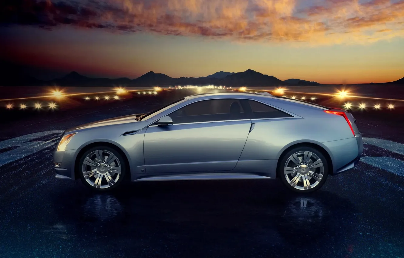 Photo wallpaper the sky, Cadillac, Sunset, The evening, Wheel, Machine, Cadillac, CTS