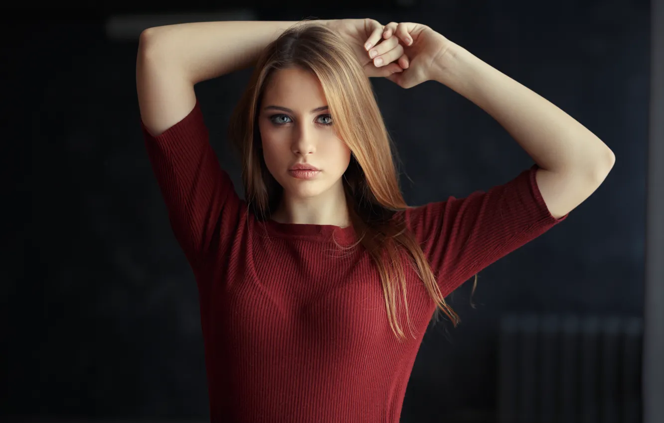 Photo wallpaper sponge, Anna, sweater, Evgeniy Bulatov, Evgeny Bulatov