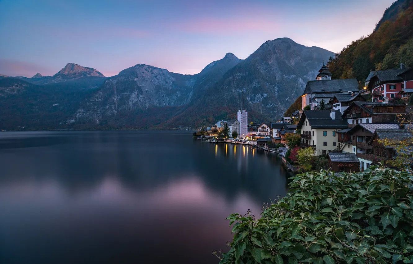 Photo wallpaper landscape, nature, lake, the evening, Austria, Hallstatt, Sergey Serushkin