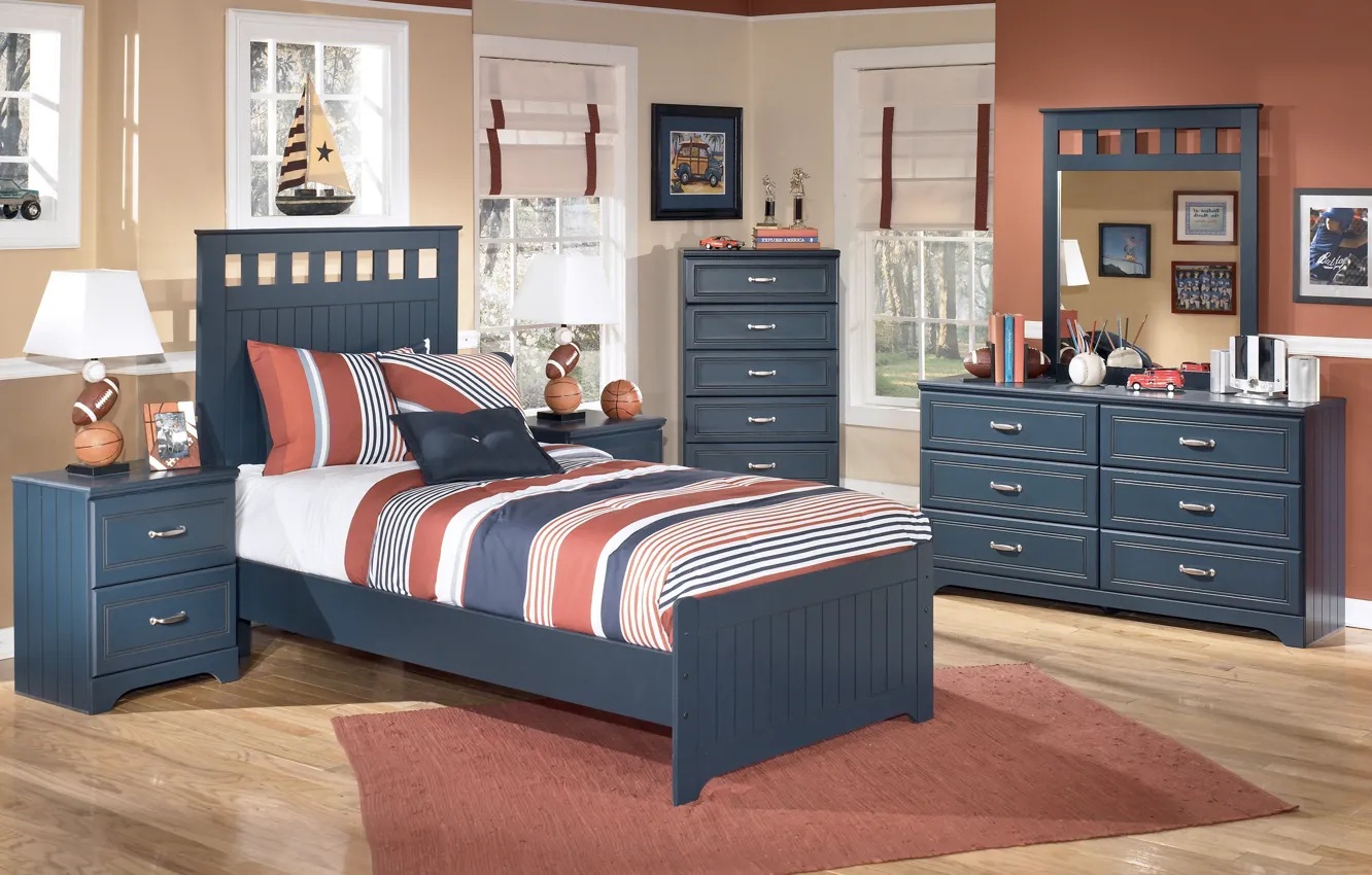 Photo wallpaper design, furniture, bed, interior, children's room