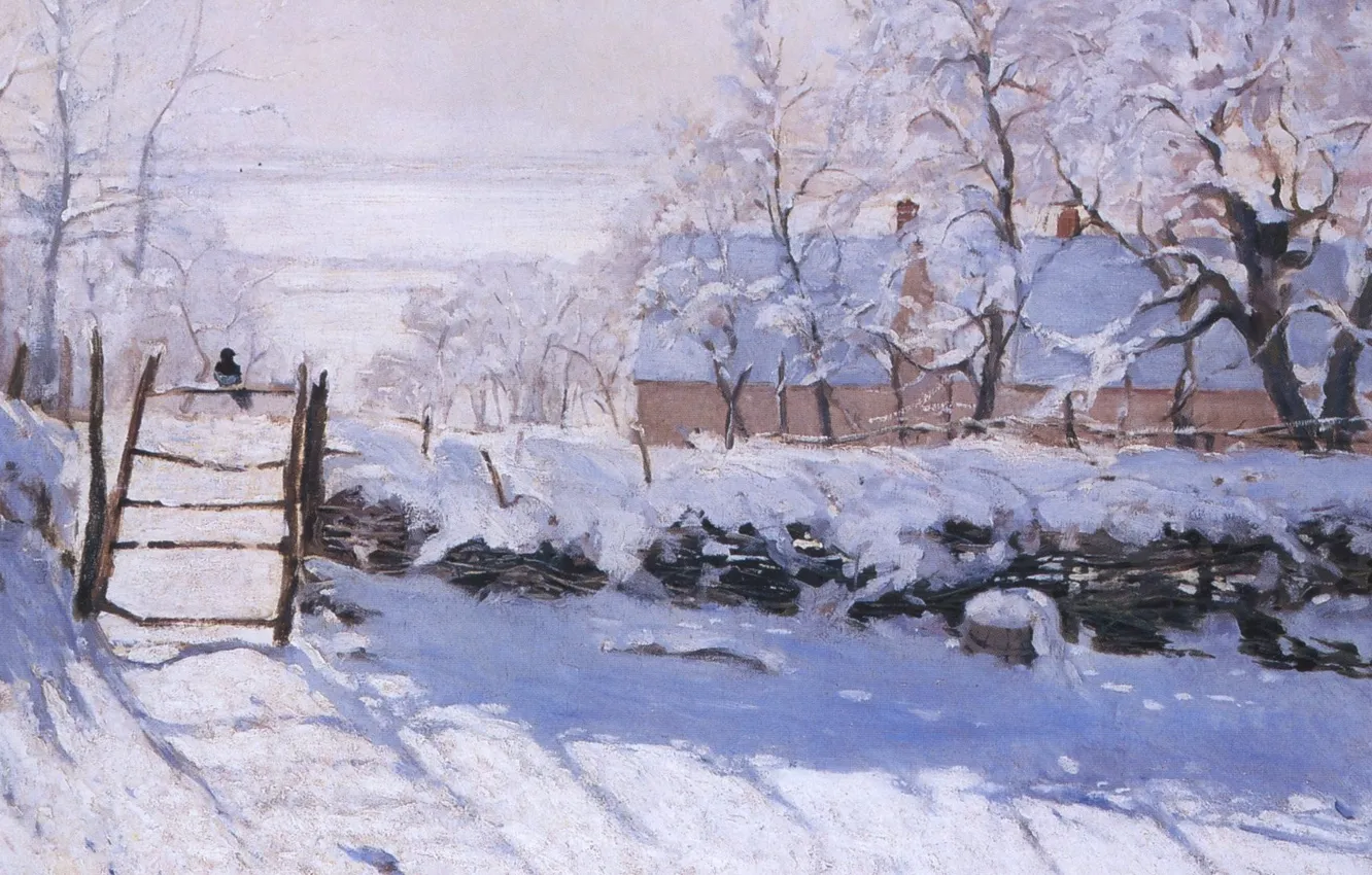 Photo wallpaper winter, landscape, picture, forty, Claude Monet
