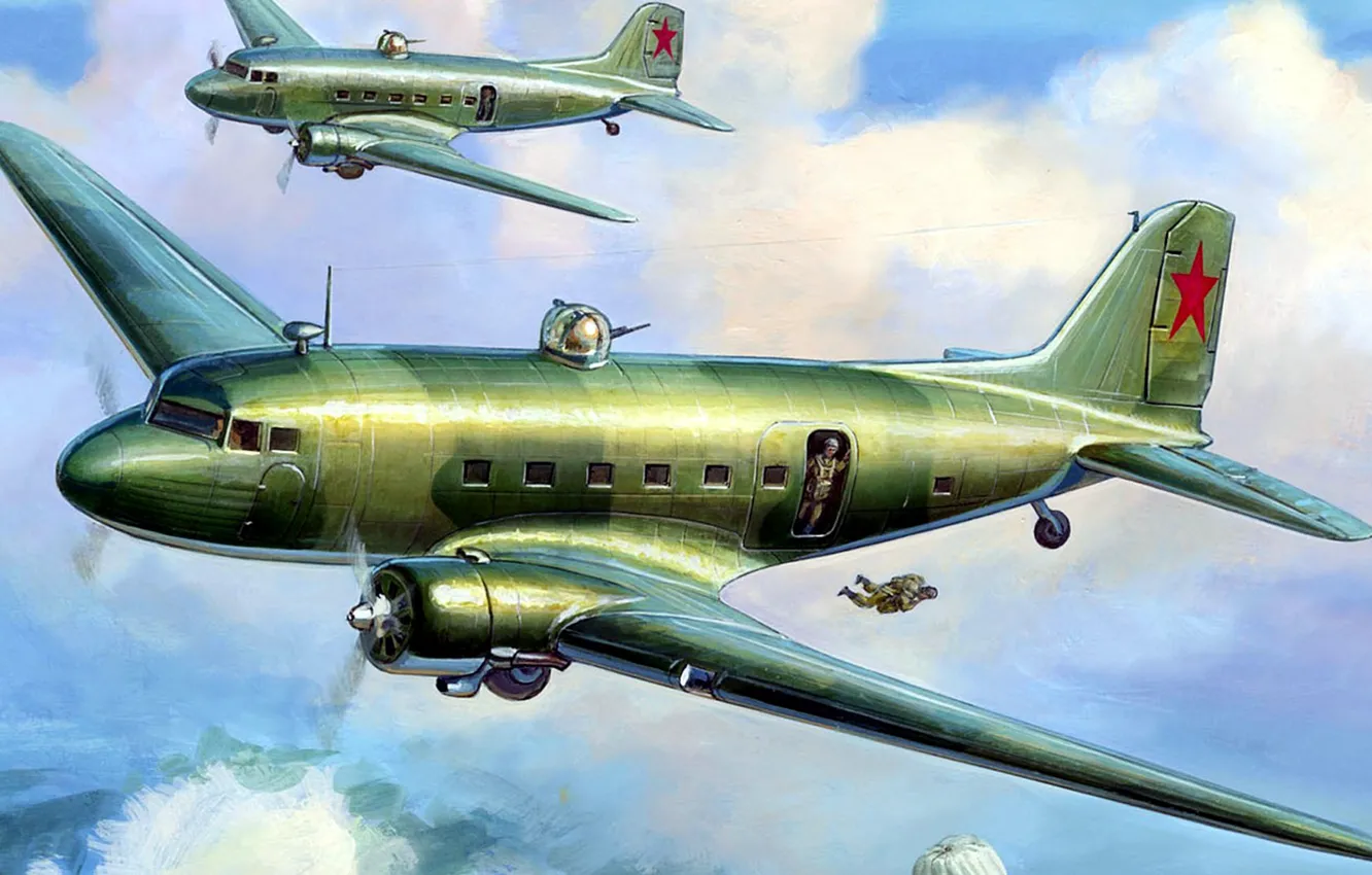 Photo wallpaper figure, art, THE SOVIET AIR FORCE, Soviet military transport aircraft, Li-2
