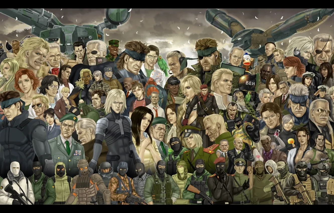 Photo wallpaper wallpaper, metal gear solid, art, Solid Snake, Raiden, Jack the Ripper, Naked Snake, The Boss