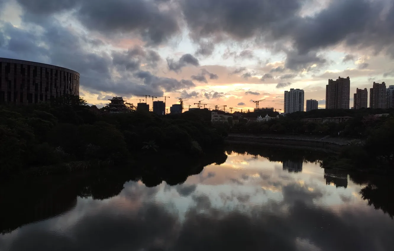 Photo wallpaper city, building, shadow