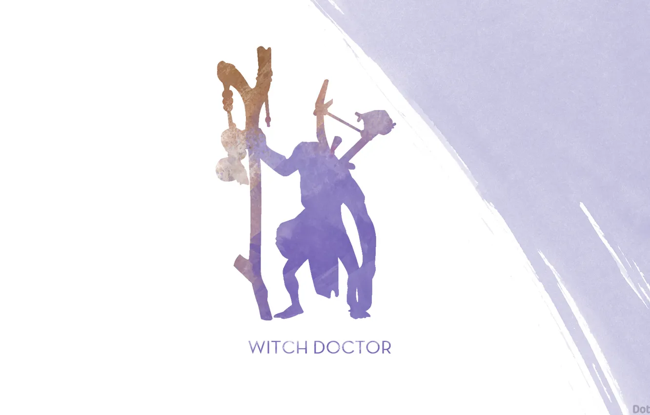 Photo wallpaper minimalism, silhouette, art, staff, Dota 2, Witch Doctor