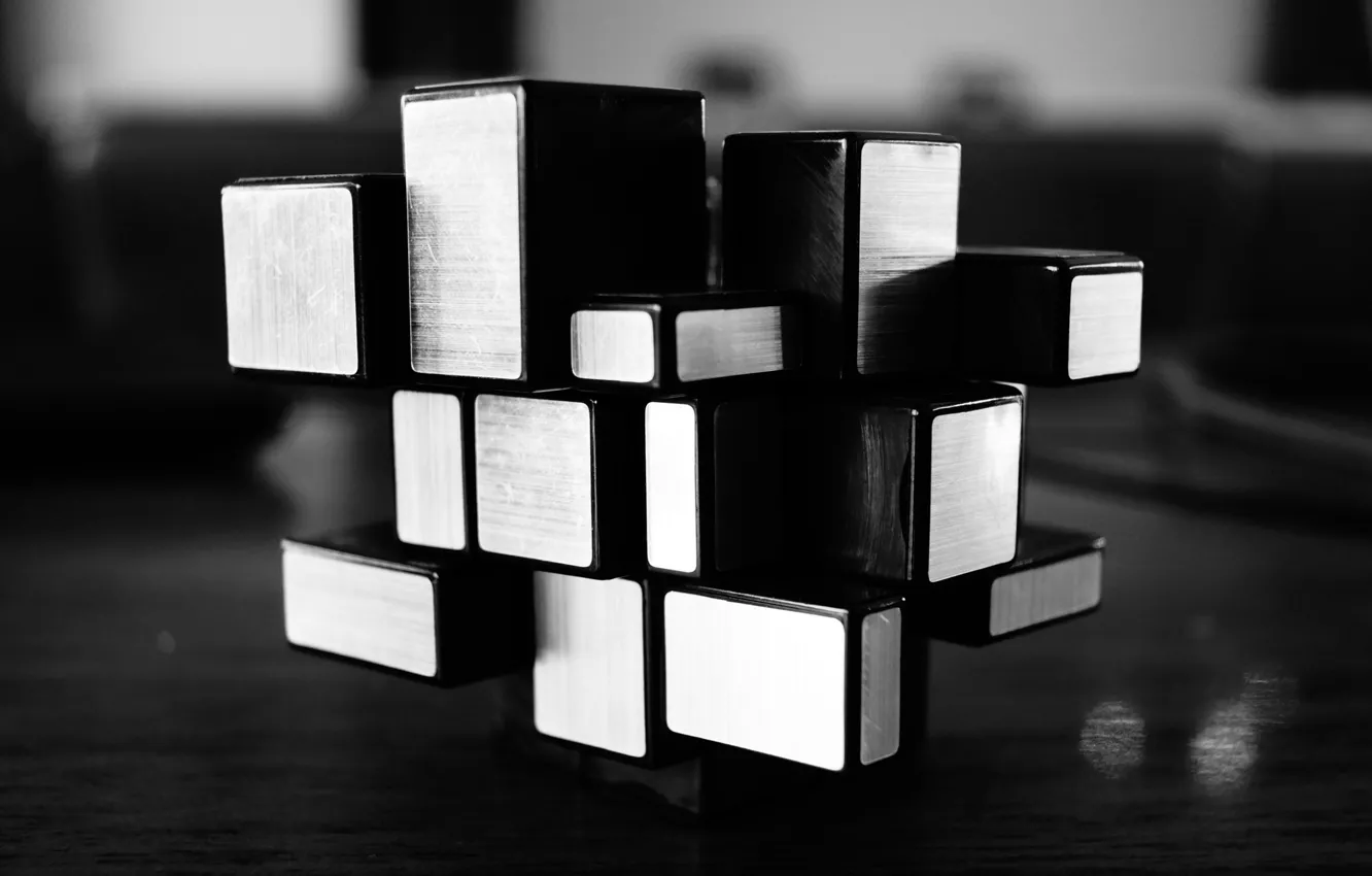 Photo wallpaper minimalism, b/W, cube, new