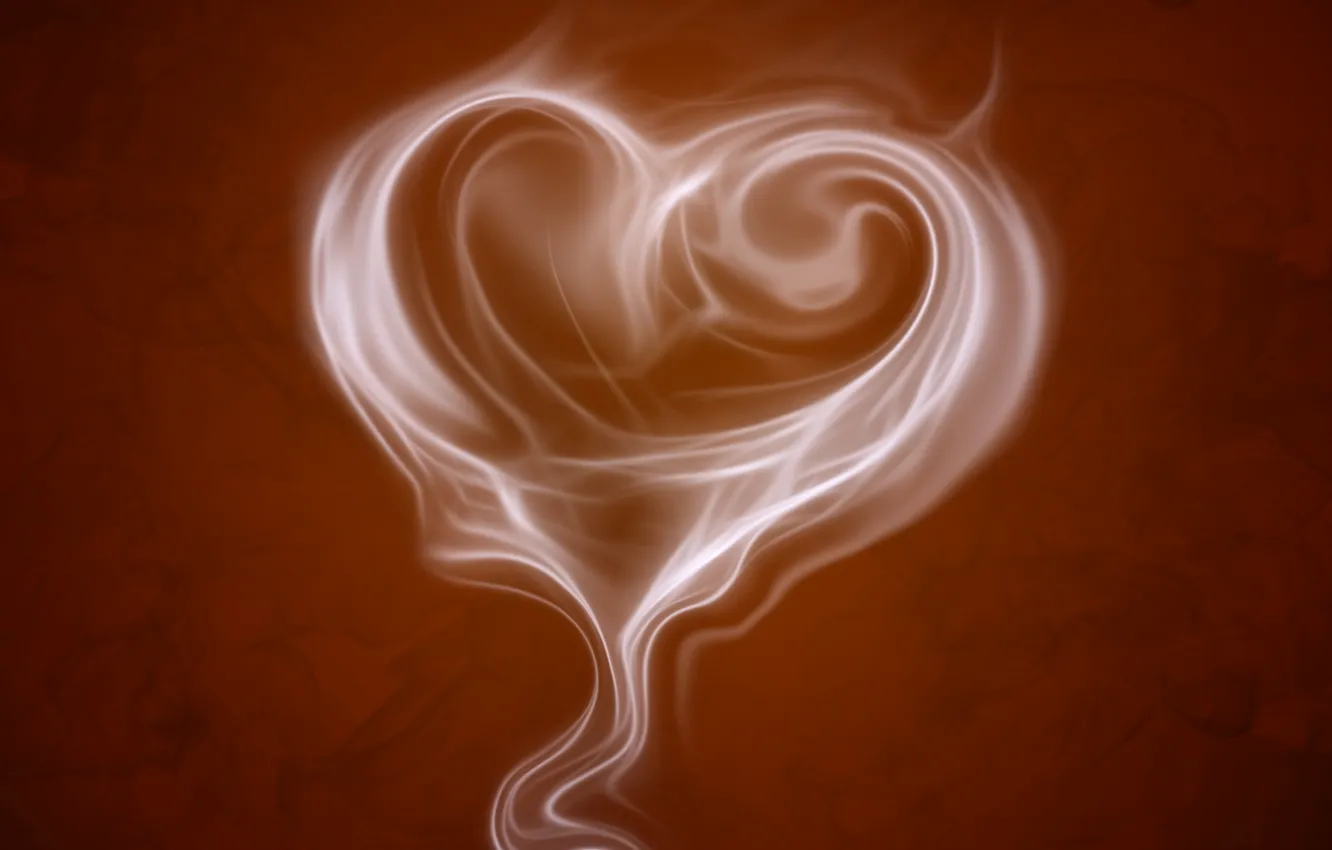 Photo wallpaper mood, heart, coffee, heart, aroma, brown background, coffee aroma