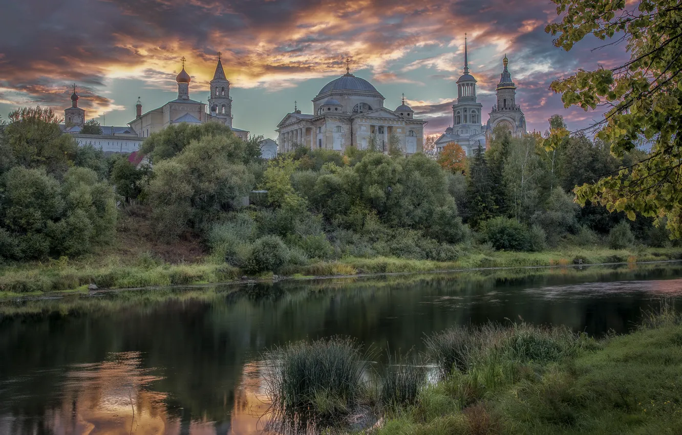 Photo wallpaper landscape, nature, the city, river, Torzhok, The Boris and Gleb monastery, Elena Guseva